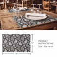 thumbnail image 3 of Placemats 1 Pack, Grey Paisley Woven Placemat, Linen Place Mats for Kitchen/Dining Tables, Ethnic Vintage Floral Botanical Abstract Washable Table Mats for Party, 3 of 8