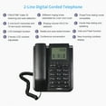thumbnail image 2 of 2-Line Digital Corded Telephone Desk Landline Phone with LCD Display Support 3-Way Conference Call/Redial/Auto-redial/Set Key/Memory Key/Speakerphone Hands-free for Hotel Office Business, 2 of 8