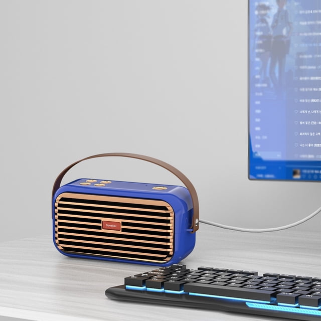 EGNMCR Bluetooth Haut-Parleur Portable Extérieur Radio Stéréo Bluetooth Sans Fil Rétro Support Carte TF, Cadeau