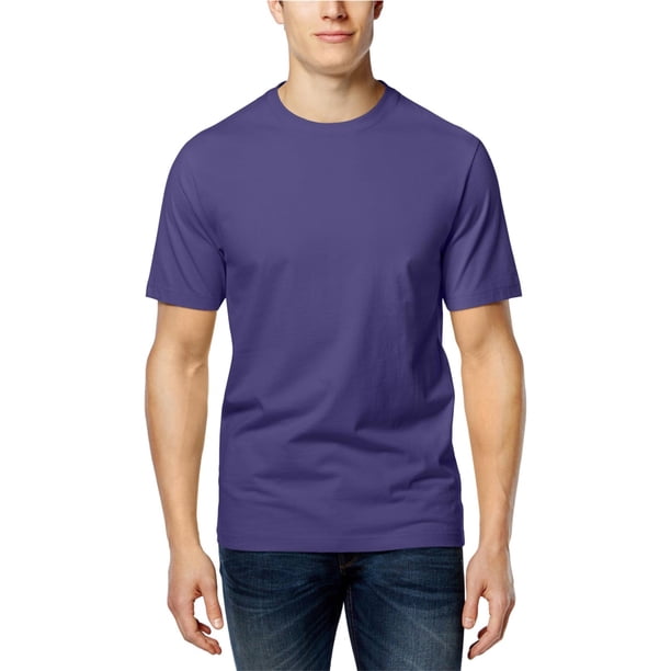 Club Room - Camiseta básica con cuello redondo para hombre, color morado, pequeña