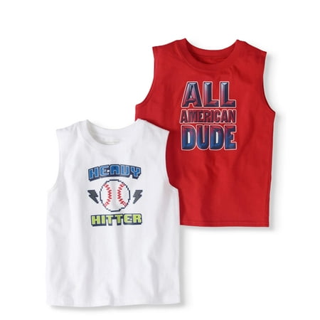 Carters Boys Tank Top - Toddler Boy Jersey Graphic Muscle Tank Tops, 2-Pack