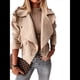 thumbnail image 1 of Chaqueta Corta de Larga con Solapa para Mujer, Otoño-Invierno, Color Liso, con Botones de Piel de Ciervo Caqui L, 1 of 7