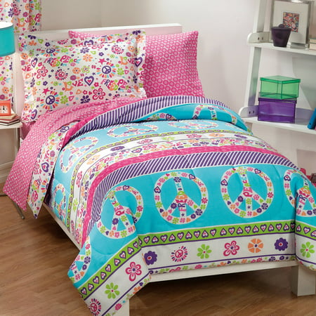 Dream Factory Peace and Love Bed in a Bag Bedding Set