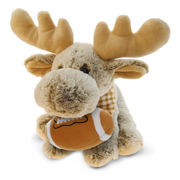 DolliBu Floppy Moose Stuffed Animal with Football Plush - Soft Huggable Moose, Adorable Playtime Plush Toy, Cute Wildlife GiftPlush Doll Animal Toy for Kids and Adults - 12 Inch