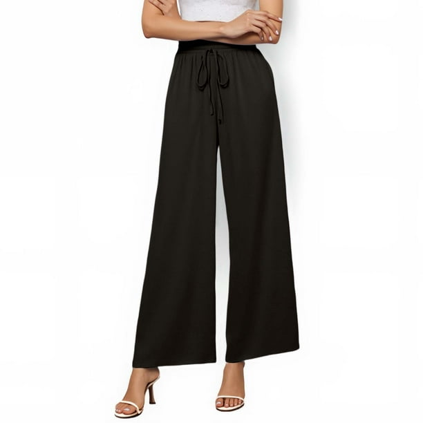 WILLBEST Pantalones Casuales de Cintura Alta para Mujer, Cómodos, Holgados, elegantes, para Uso Diario, Primavera y Verano, con Lazo En La Cintura, de Colores Lisos. Extra Grande