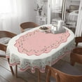 thumbnail image 6 of Mothers Day Oval Tablecloth, Rosette Butterfly Tablecloth, Pink Roses Table Cloth,Wrinkle Resistant and Washable Rose Tablecloth,Perfect for Kitchen,Dining,Outdoor,Patio,Party, Oval 60X84 inch, 6 of 6