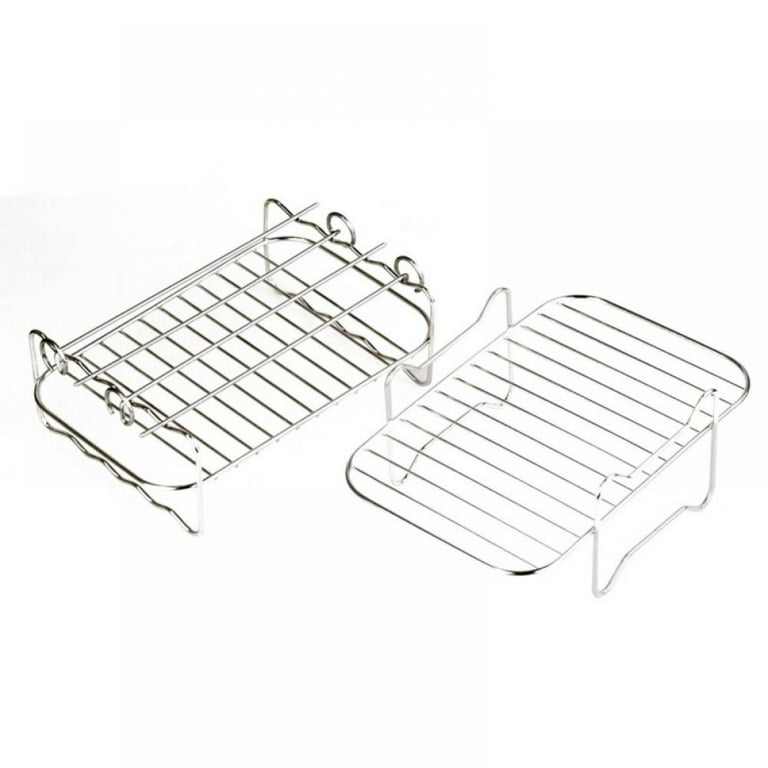 2Pcs Air Fryer Rack For Ninja Dual Air Fryer,With Barbecue Sticks For  Double Basket Air