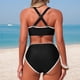 thumbnail image 4 of Tankini Moda Mujer Sin Mangas Patchwork Bikini Traje de Baño Push-Up Acolchado Traje de Baño Blusa Pantalones Cuello en V Nudo Delantero Conjuntos de Dos Piezas Traje de Baño de Dos Piezas para Mujer, 4 of 7