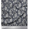 thumbnail image 1 of Soimoi Rayon Crepe Fabric Leaves & Floral Block Fabric Prints by Yard 46 Inch Wide, 1 of 3