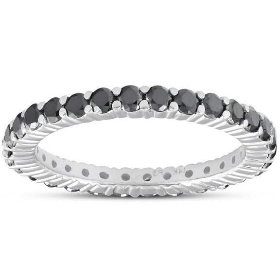 Pompeii 1 Ct Black Diamond Eternity Ring 14k White Gold (Black,I2-I3)