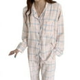 thumbnail image 5 of Pyjama style Coréen pour Femmes à Carreaux Mignon Printemps et Automne cardigan à Col Rabattu Manches Longues Tenue d'Intérieur, 5 of 5
