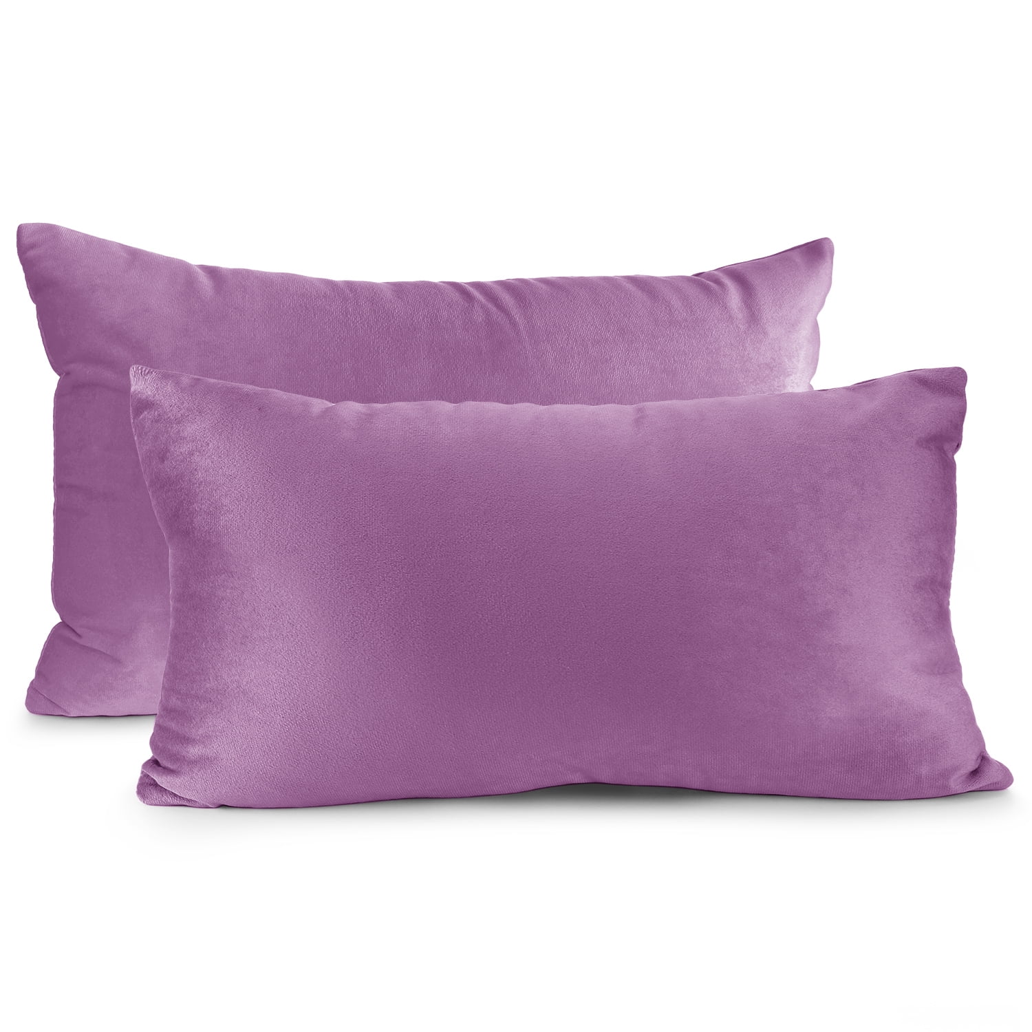 Clara Clark Plush Solid Decorative Microfiber Rectangle Throw Pillow Cover with Throw Pillow Insert for Couch, Lavendar Dream, 12"x20", 4 Piece Decorative Soft Throw Pillow Set
