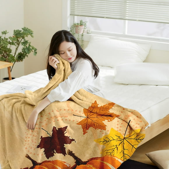 TopLLC Halloween Decorations, Thanksgiving Day Decorations, Thanksgiving Maple Leaf Blanket Print Nap Cover Blanket Flannel Blanket Outdoor Insulation Blanket Game Blanket woolen blanket