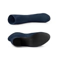 thumbnail image 4 of BLISSFUL STEP Women's Rounded Toe Block Heel Stretch Ankle Boots Navy Blue 10, 4 of 6