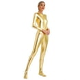 thumbnail image 3 of Sxiwei Women's One-Piece Gymnastics Leotard Spandex Zentai Unitard Body Suit Dancewear Jumpsuit Gold XL, 3 of 7