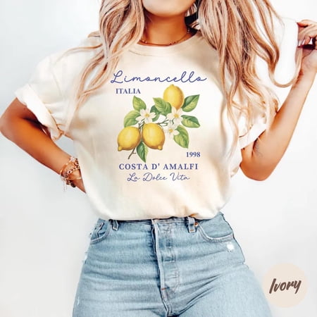 Retro Limoncello La Dolce Vita Tee, Lemon Shirt, Italy T-shirt, Summer Shirt, Coastal Granddaughter Aesthetic Amalfi Coast, Unisex Cotton T-Shirt, Sizes S-3XL