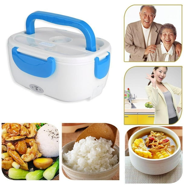 Fiambrera con calefacción eléctrica de 110 V para calentador de alimentos en el hogar, contenedor de arroz (azul) Wdftyju Libre de BPA