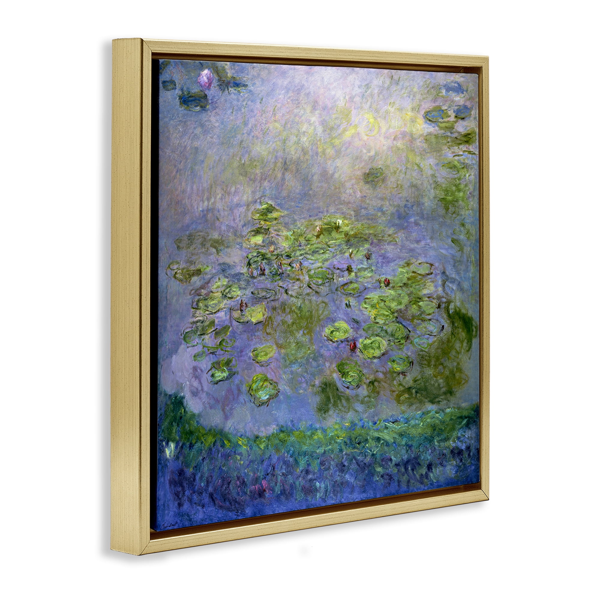 Stupell Industries Classical Monet Nympheas Landscape & Nature Painting Gold Floater Framed Canvas Art Print Wall Art, 25 x 25