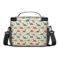 thumbnail image 3 of Dinosaur and Flower Beige Pattern Insulated Lunch Box for Women Men, Medium Leakproof Cooler Bag with Adjustable Strap, 10"x6.7"x8", 3 of 6