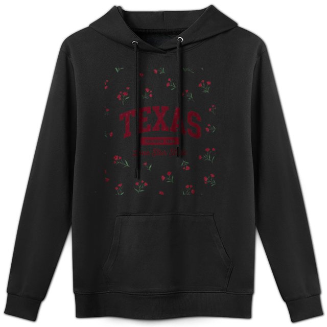 Sudadera con capucha y estampado floral retro texano, algodón suave y agradable para la piel, unisex, informal