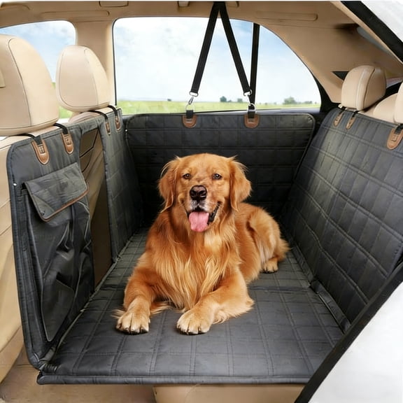 Dog Car Seat Cover for Back Seat, Back Seat Extender for Dogs with Hard Bottom , Scratchproof Hammock Design, Comfortable Travel for Dogs and Cats, Fits Cars SUVs