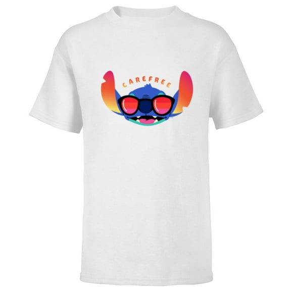 Disney Stitch Shades Carefree - Short Sleeve T-Shirt for Kids - Customized-White