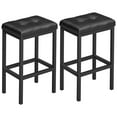 thumbnail image 1 of VASAGLE Bar Stools, Set of 2 PU Upholstered Breakfast Stool, 15.7 x 11.8 x 24.4 inches, Backless, Simple Assembly, Industrial, Dining Room Kitchen Counter Bar, Black, 1 of 7