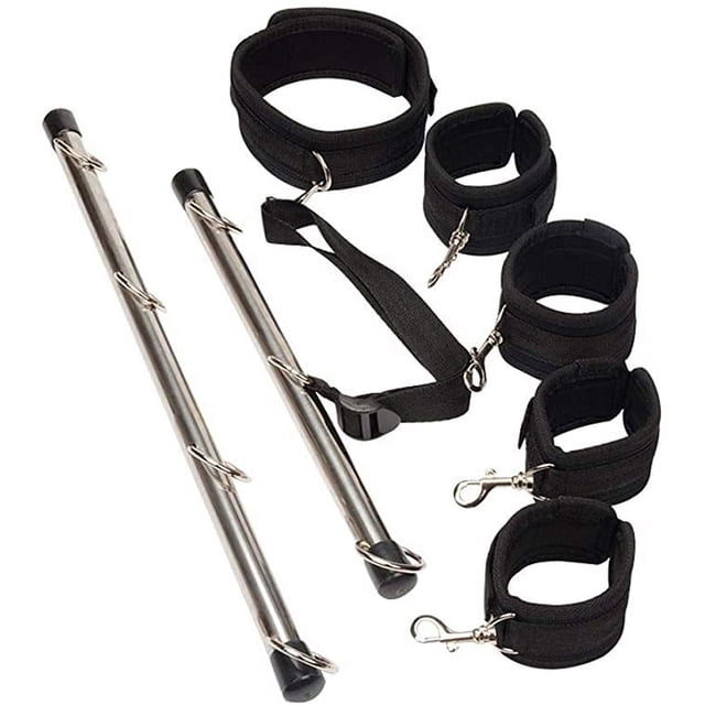 Barra esparcidora de juguetes sexuales con esposas, muñequeras para pies, juego de bondage BDSM para parejas desmontable, kit de postura para mantener las piernas, esposas de tubo de acero de cuero, k