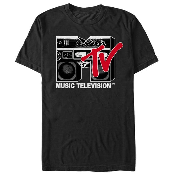 Men's MTV Boombox Logo Graphic Tee Black Medium