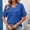 Blue, variant on Women'S Summer Tops V-Neck Minimalist Blue Short Sleeve Lace Retro Vintage Solid Blouses & Tops Sky Blue,Xxl
