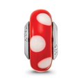 thumbnail image 3 of 925 Sterling Silver Polished Italian Murano Glass Reflections Red With White Dots Italian Murano Bead Charm Pendant Neck, 3 of 5