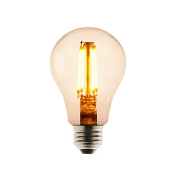 Better Homes & Gardens A15 Vintage LED Amber Light Bulb, 40 Watts Equivalent, 5W Efficient, Dimmable, 2175K, Amber Finish - 2 Pk