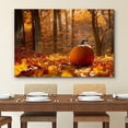 thumbnail image 4 of Framed Canvas Print Wall Art Autumn Fall Thanksgiving Forest Pumpkin Nature Wilderness Photography Realism Decorative Landscape Scenic Zen for Living Room, Bedroom, Office - 12"x18", 4 of 5