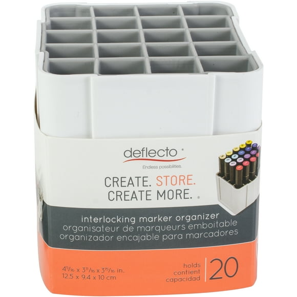 Deflecto Interlocking Marker Organizer-White, 4.4"Wx4.3"Hx4"D