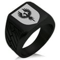 thumbnail image 1 of Stainless Steel Phoenix Resurrection Coat of Arms Shield Geometric Pattern Biker Style Polished Ring, 1 of 1