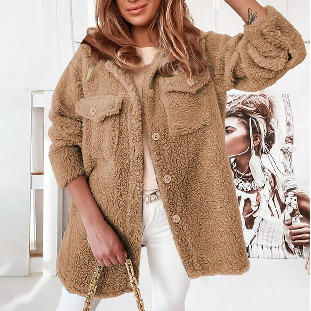 EGNMCR Veste à Manches Longues pour Femmes, Manteau Décontracté Sans Capuche à Manches Longues & Vestes Mode Chandail à Fermeture Éclair Col en V pour Femmes Blouse à Manches Longues Chandail en Molleton Manteau pour Femmes