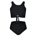 thumbnail image 4 of Hilor Women's High Waisted Bikini Two Piece Swimsuits High Neck Bathing Suits Knotted Front Tankini Sets, 4 of 6