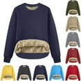 thumbnail image 2 of Thicken Sherpa Lined Long Sleeve Tops for Women Basic Solid Thermal T-Shirts Pullover Warm Winter Casual Blouss, 2 of 3