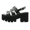 thumbnail image 3 of 1 par de sandalias de mujer con suela gruesa, sandalias creativas y sencillas, zapatos de verano negros, 3 of 5