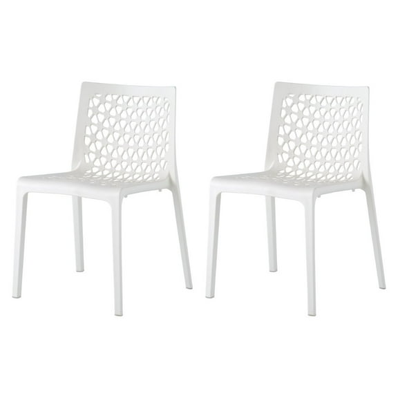 Strata Furniture Milan Weatherproof Polypropylene Chair in White (Set of 2)