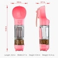 thumbnail image 5 of Botella de agua portátil para perros 4 en 1 con almacenamiento de alimentos, dispensador de bolsas para excrementos y cuchara, tamaño 300 ml, color rosa, 5 of 5