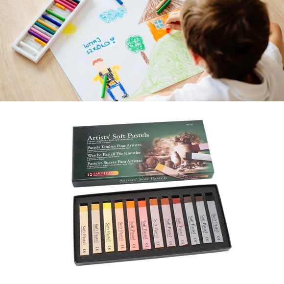 12 Pcs Pastels Doux pour Artistes Carrés Art Dessin Peinture Graffiti Croquis Pigment Ensemble Pastel pour Maison École Bureau