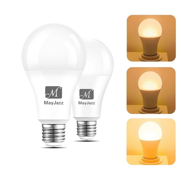 M MayJazz 3-Way Led Light Bulbs 30 70 100 Watt Equivalent (2 Pack), 3000K Warm White, A19 E26 LED Bulbs, Omni-Directional, Perfect for Reading, 15 Watt Energy Efficient Bulb