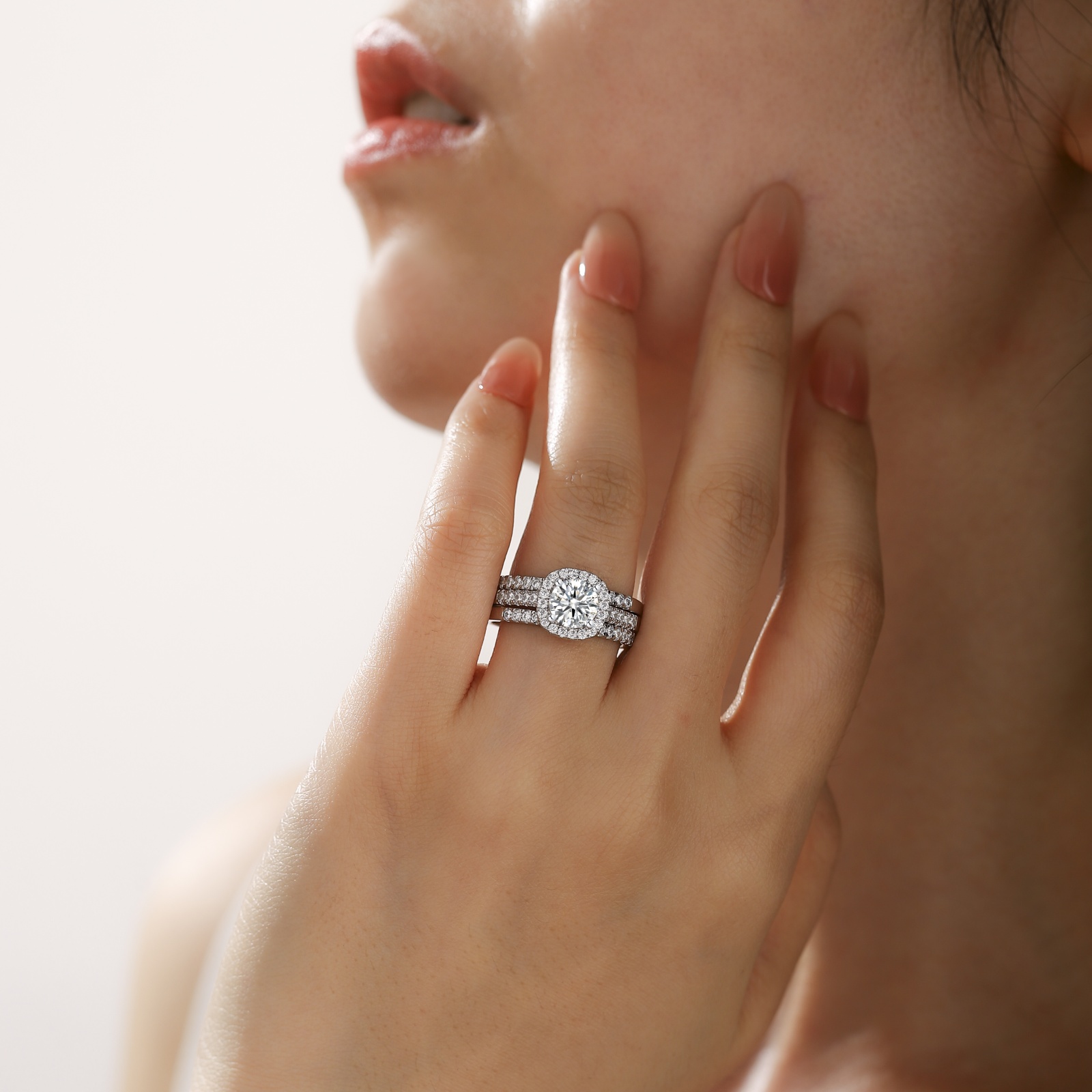 SFTING Wedding Ring Set for Women 3Pcs 925 Sterling Silver 5A Cubic Zirconia Bridal Sets Engagement Promise Eternity Ring for Women Size 5