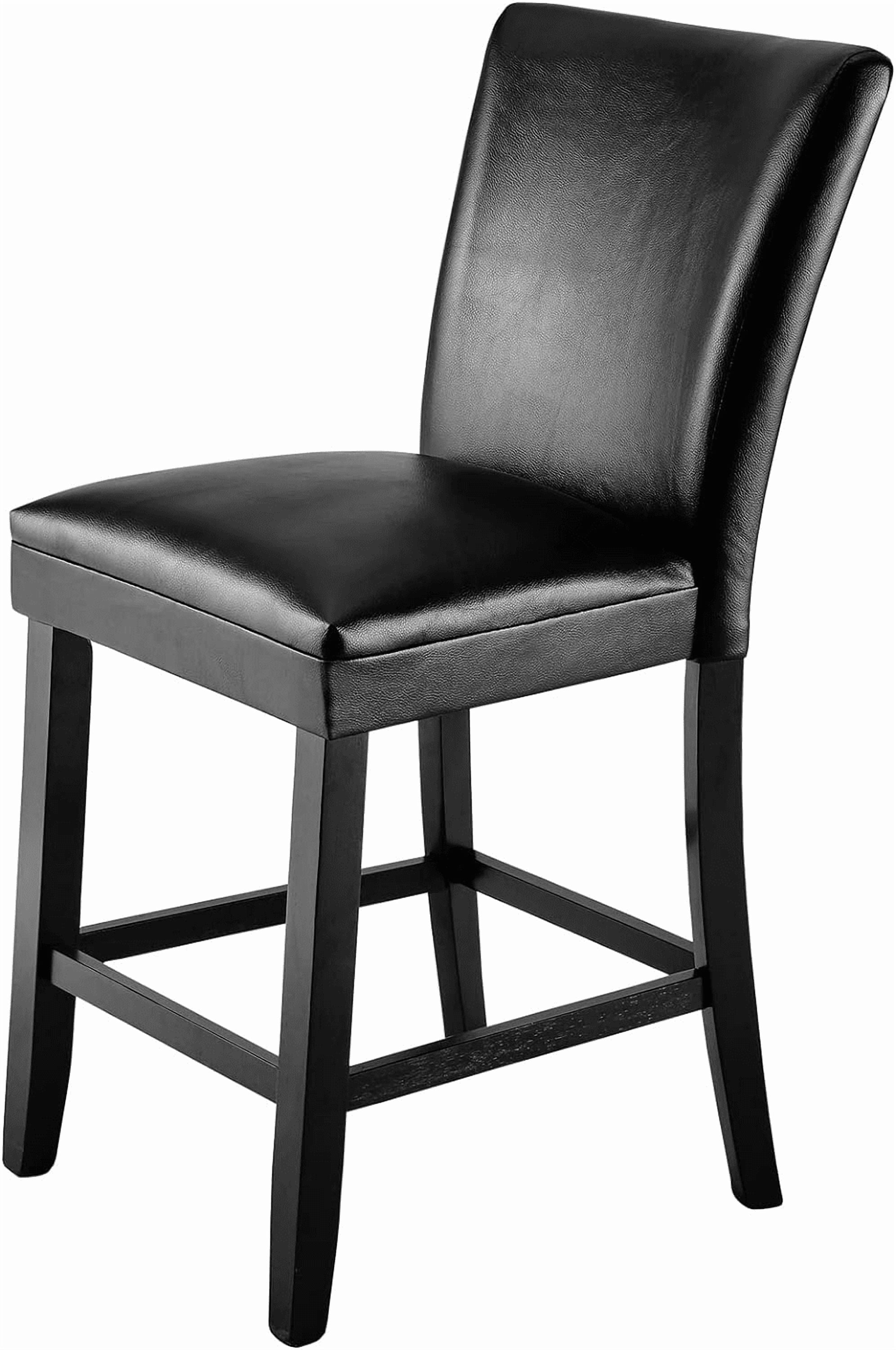 BAXMUY Set of 4 Counter Height Bar Stools, 25.6" Seat, Black, Solid Wood & Faux Leather Bar Chairs for Kitchen Island & Home Bar