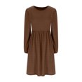 thumbnail image 4 of SMihono Women's Casual Knit Sweater Dress with Pockets Crew Neck Long Sleeve A-Line Dresses for Women 2025 Spring Dresses Brown 8, 4 of 7