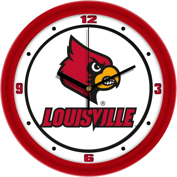 Louisville Cardinals 11.5'' Suntime Premium Glass Face Traditional Logo Wall Clock