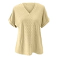 thumbnail image 5 of TODOZO T Shirts for Women Loose Fit Casual Lightweight Soft Basic Tees Womens Summer Tops Women Loose V Neck Short Sleeve Tops Casual Pure Color Lace Summer Shirts Blouse Khaki Xxl, 5 of 7