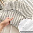thumbnail image 4 of Twin Sze Fitted Sheet Set - Brown Stripe 2 Piece Bedding Sets 16" Deep Pocket Fitted Sheet with 1 Pillowcase, Beige Striped Modern Minimalist Geometric Lines Brushed Microfiber Hotel Bed Sheets, 4 of 9