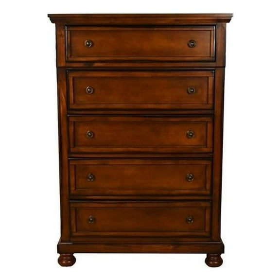 Atlin Designs Transitional Wood Chest with 5 Drawers in Dark Walnut